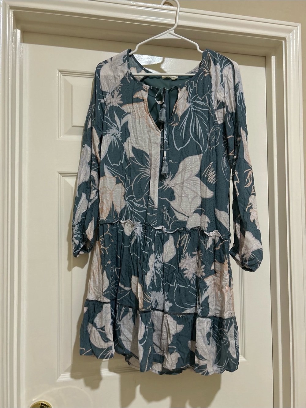 3 dresses!! Size small LOFT Teal & Cream Floral, White, and blue dresses.